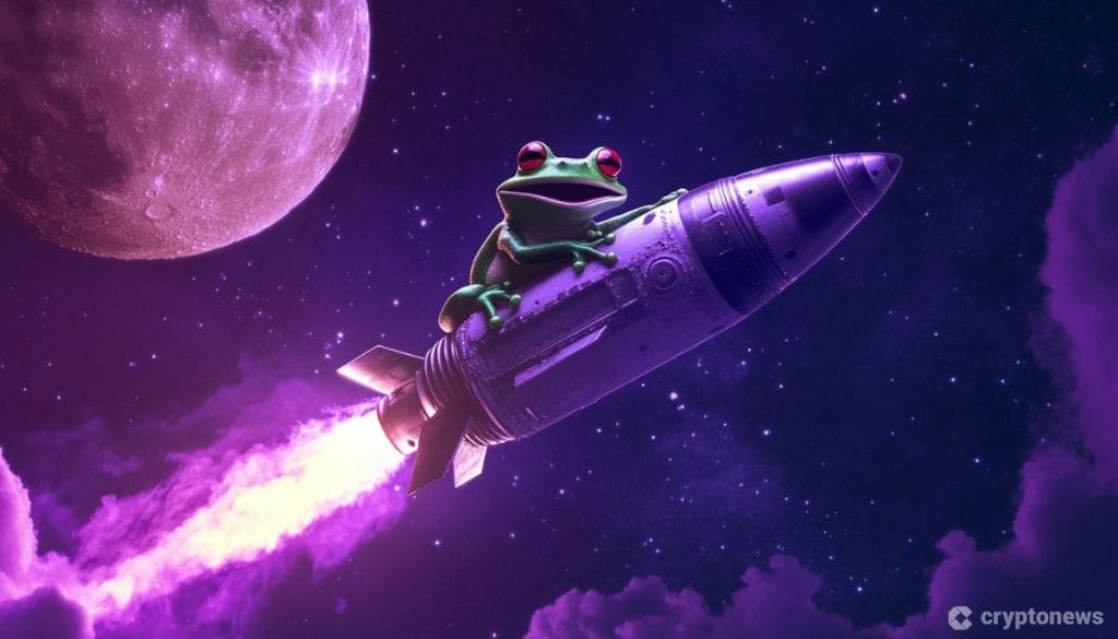 Pepe-sammakko raketin kyydissä.