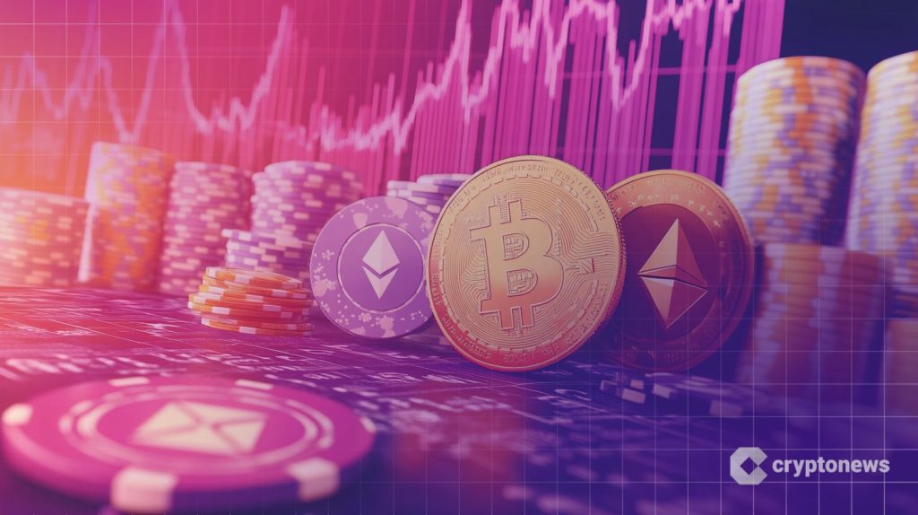 polymarket kryptoveikkaukset -kuvituksessa kryptokolikoita