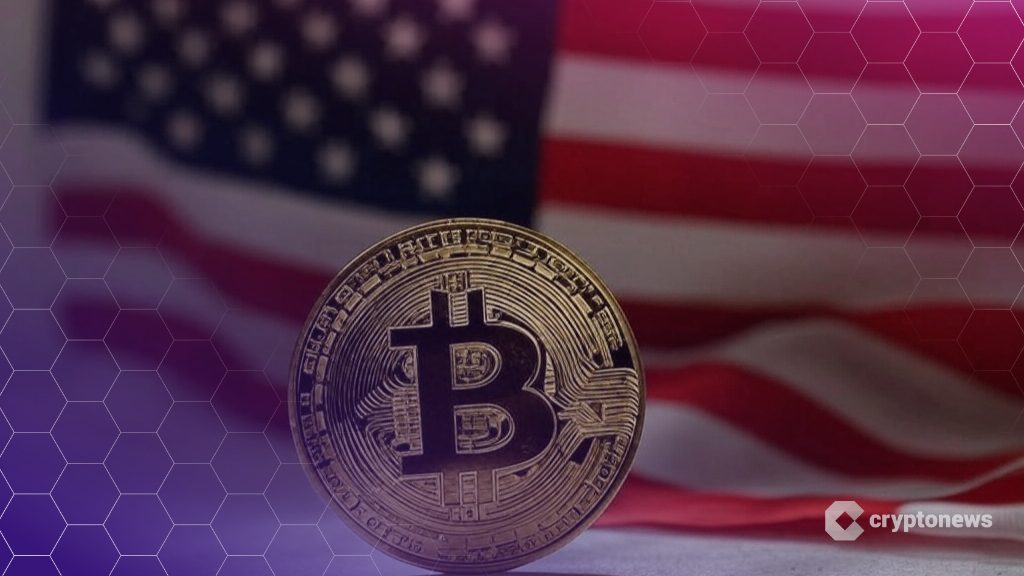 Bitcoin ja Yhdysvaltain lippu
