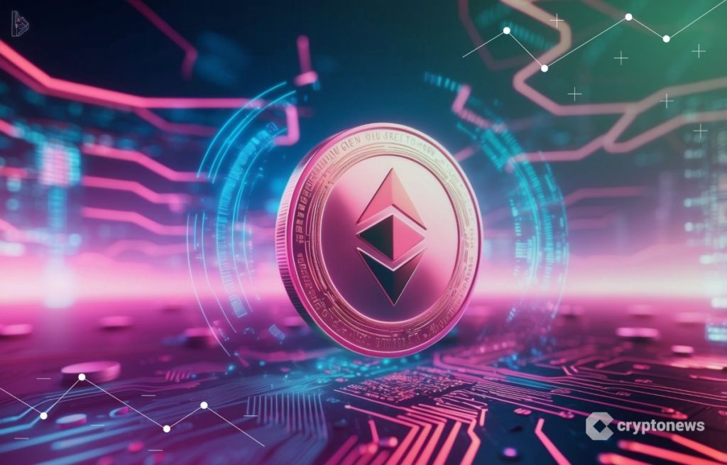 Ethereum logo futuristisella taustalla.