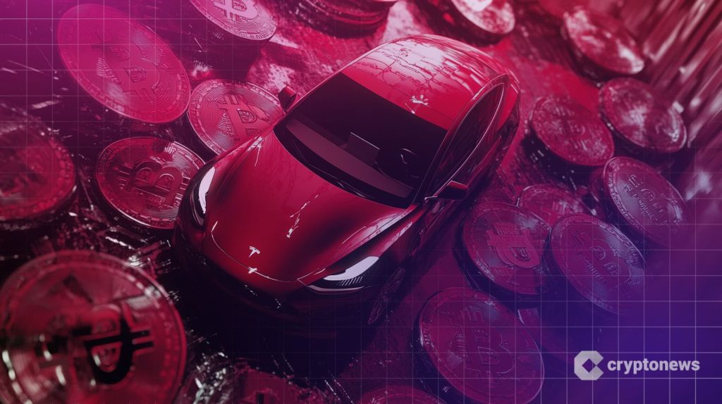 Tesla ja Bitcoin kolikoita