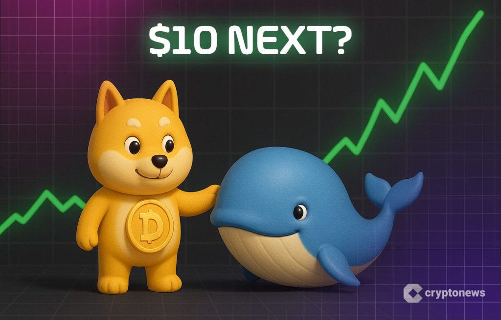 Dogecoin koira ja kysymys 10 dollarin saavuttamisesta.