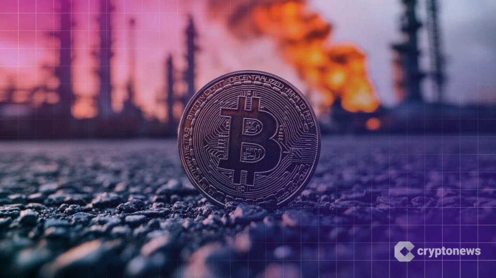 Venäjä kuvituksessa bitcoin kaasukentän edessä
