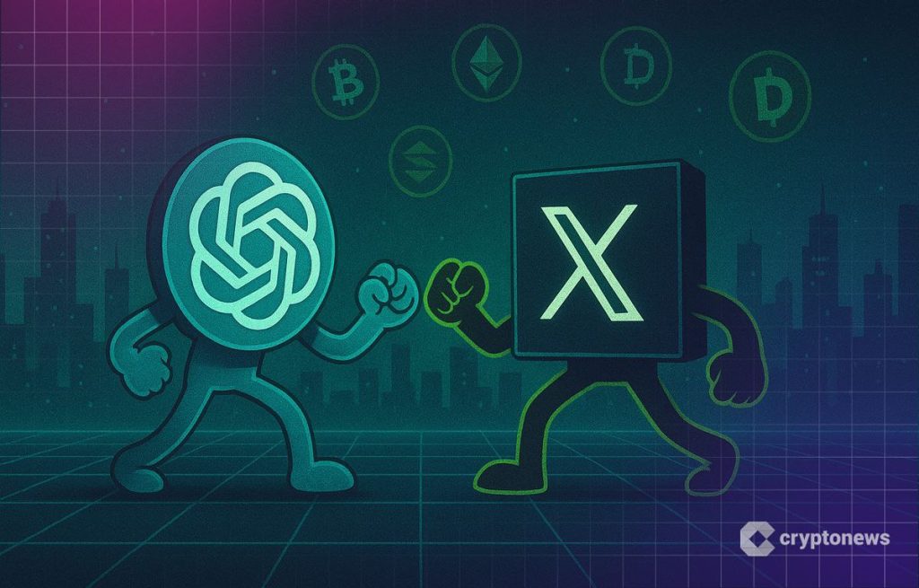 OpenAI ja X tappelevat piirroksessa.