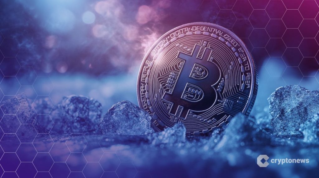 Bitcoin kolikko kuun pinnalla