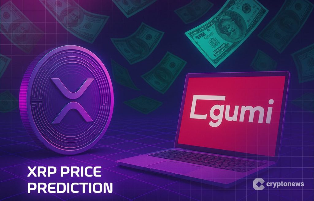 XRP hintaennuste, kuvassa kolikko ja Gumi-yhtiön logo