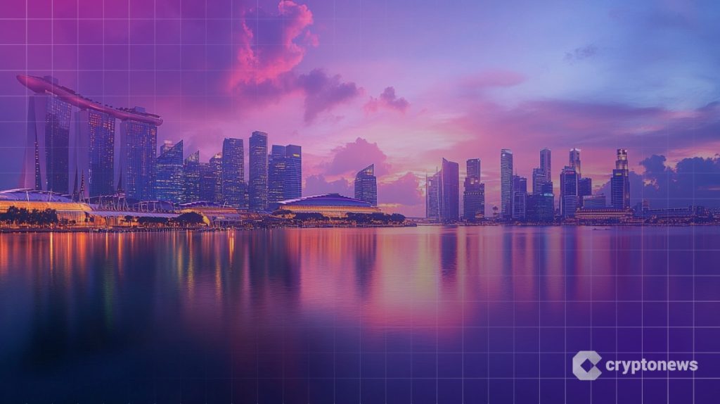XRP Ledger kuvituksena kaupunkikuva Singaporesta.