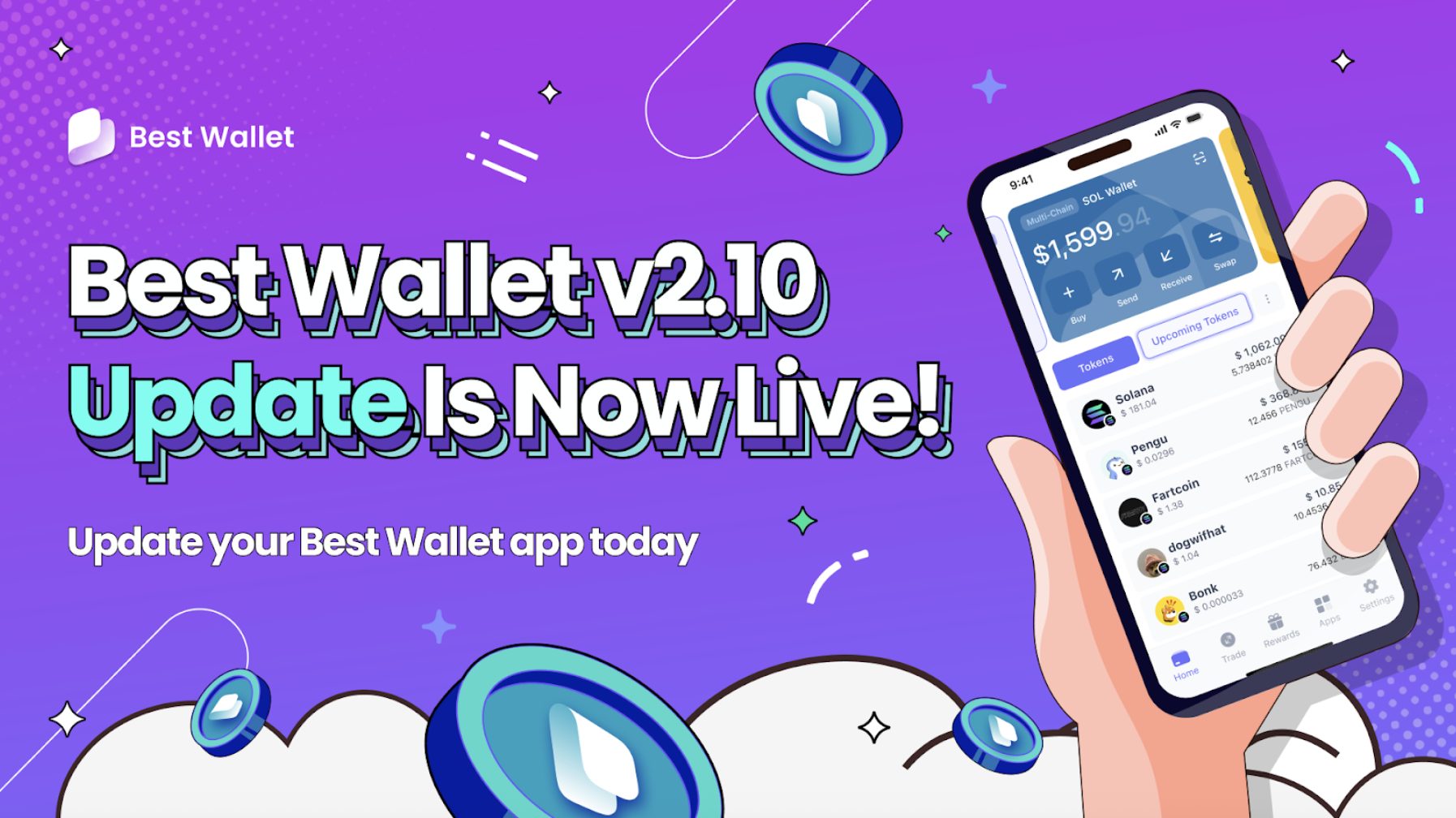 베스트 월렛 업데이트 - 솔라나 지원, BTC 스왑, 게이미피케이션 보상 등