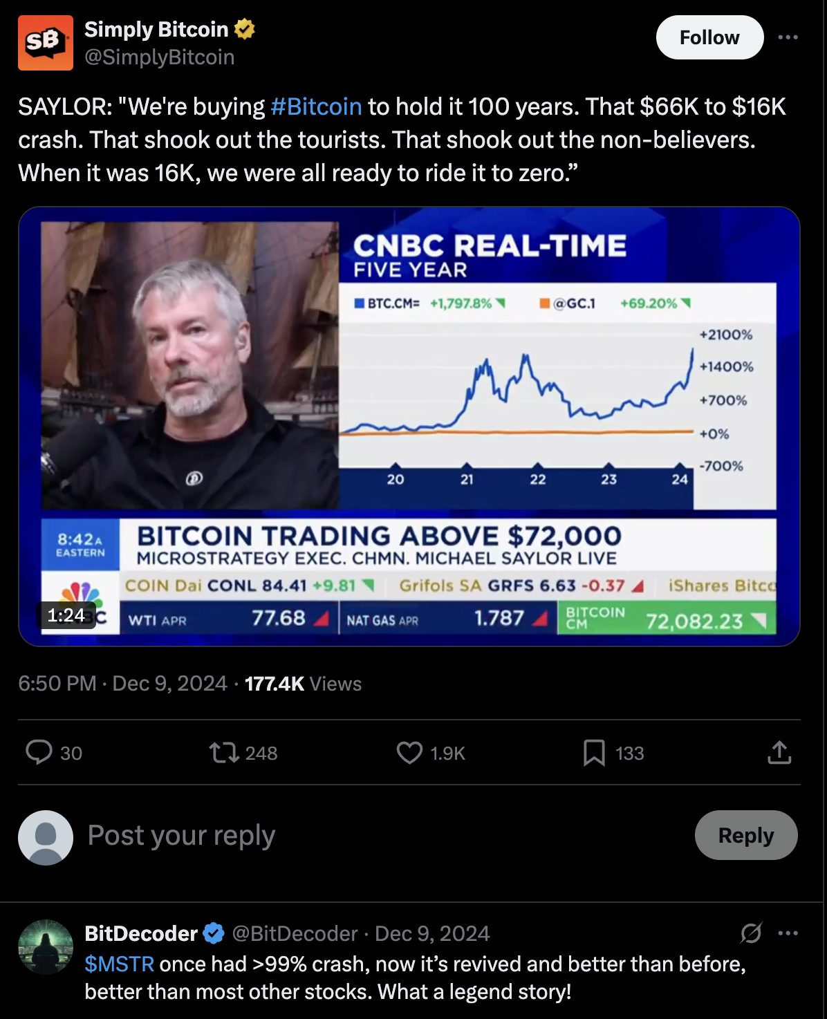 마이클 세일러 비트코인 매입 관련 언급