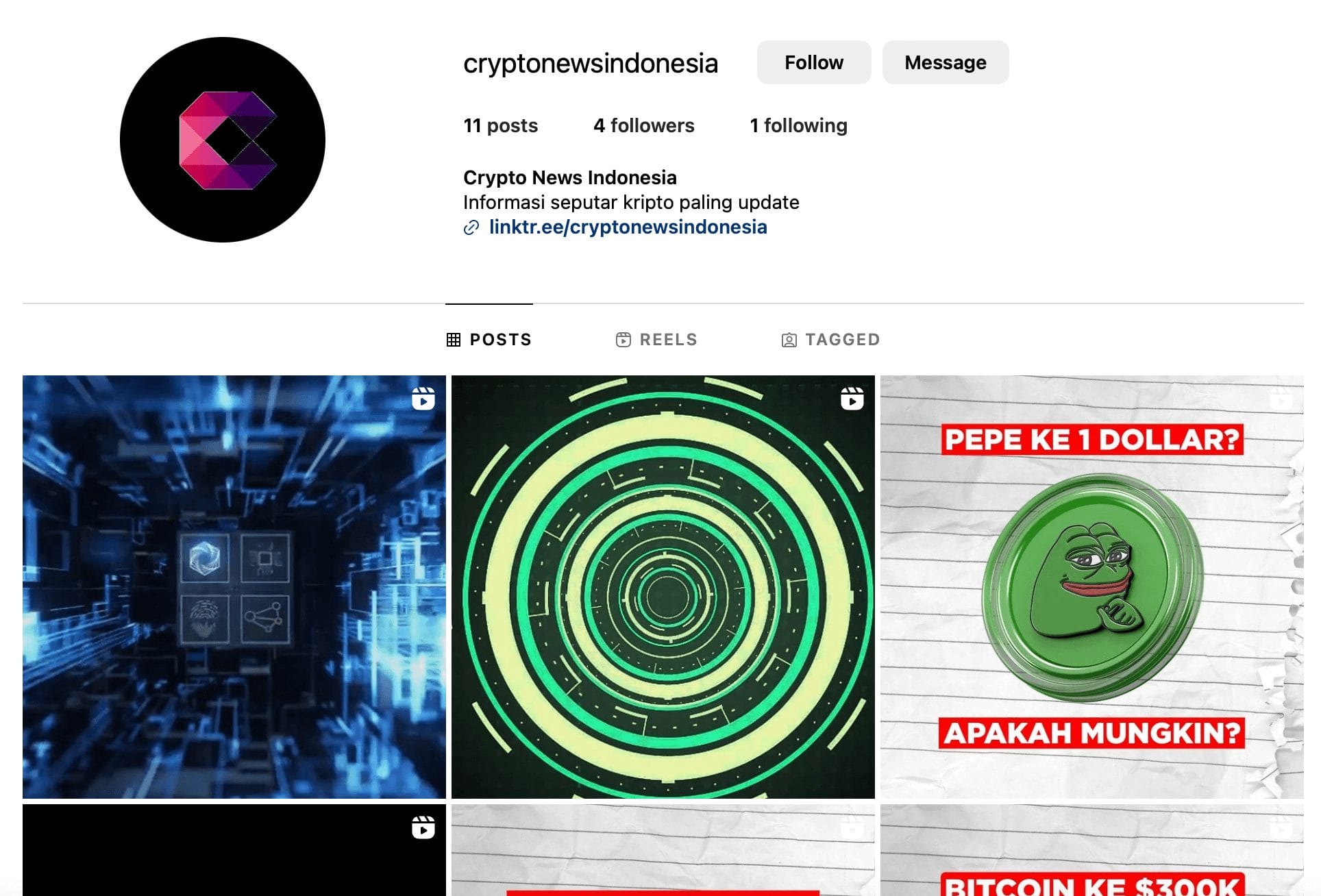 Akun Instagram Crypto news Indonesia