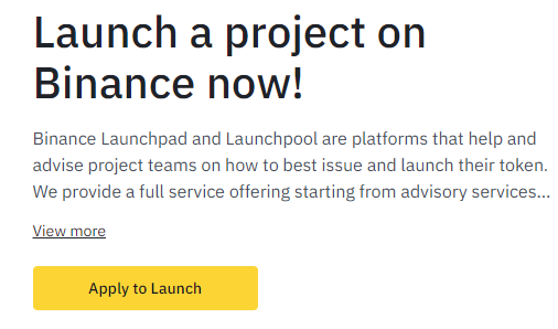 Luncurkan Proyek - Binance Launchpad