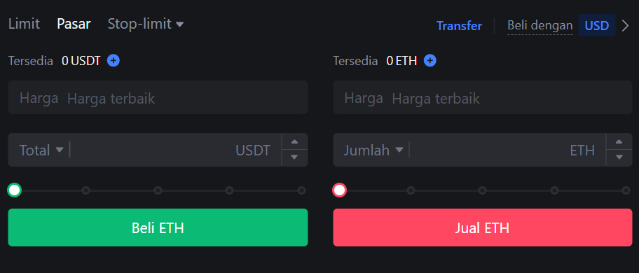 cara beli altcoin - Pesanan pasar
