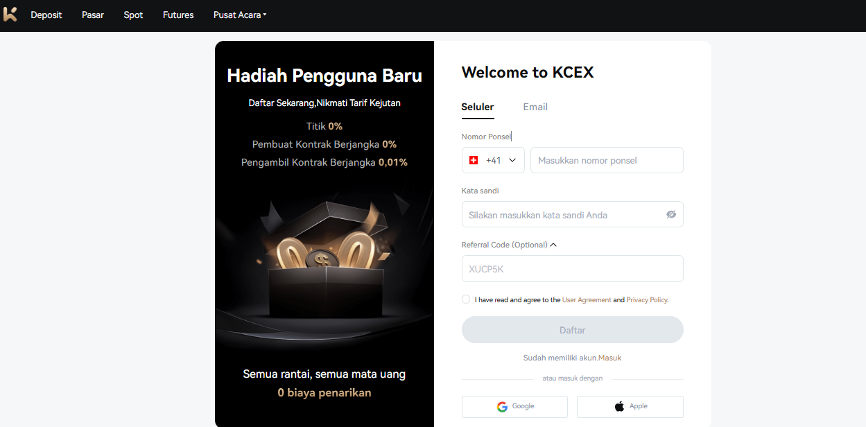 crypto exchange tanpa kyc terbaik - KCEX