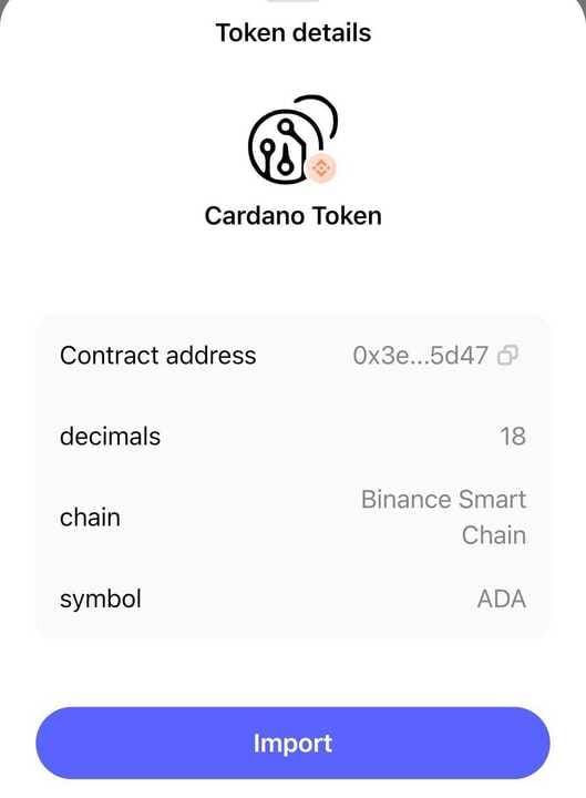 Konfirmasi impor token - Prediksi harga ADA