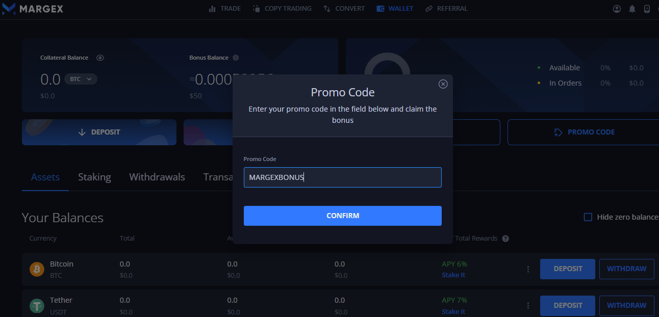 Margex bonus - kode promo