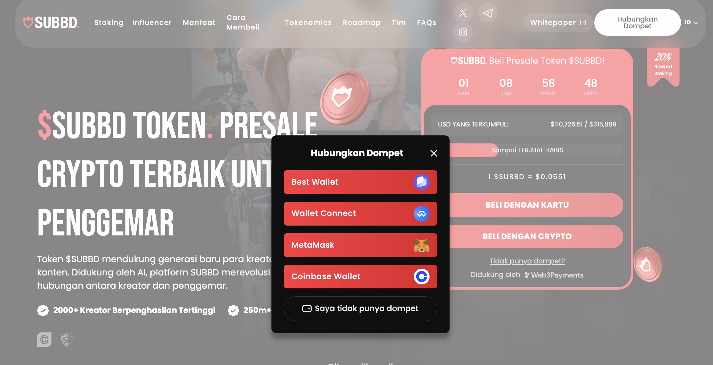 Cara beli SUBBD - Hubungkan dompet