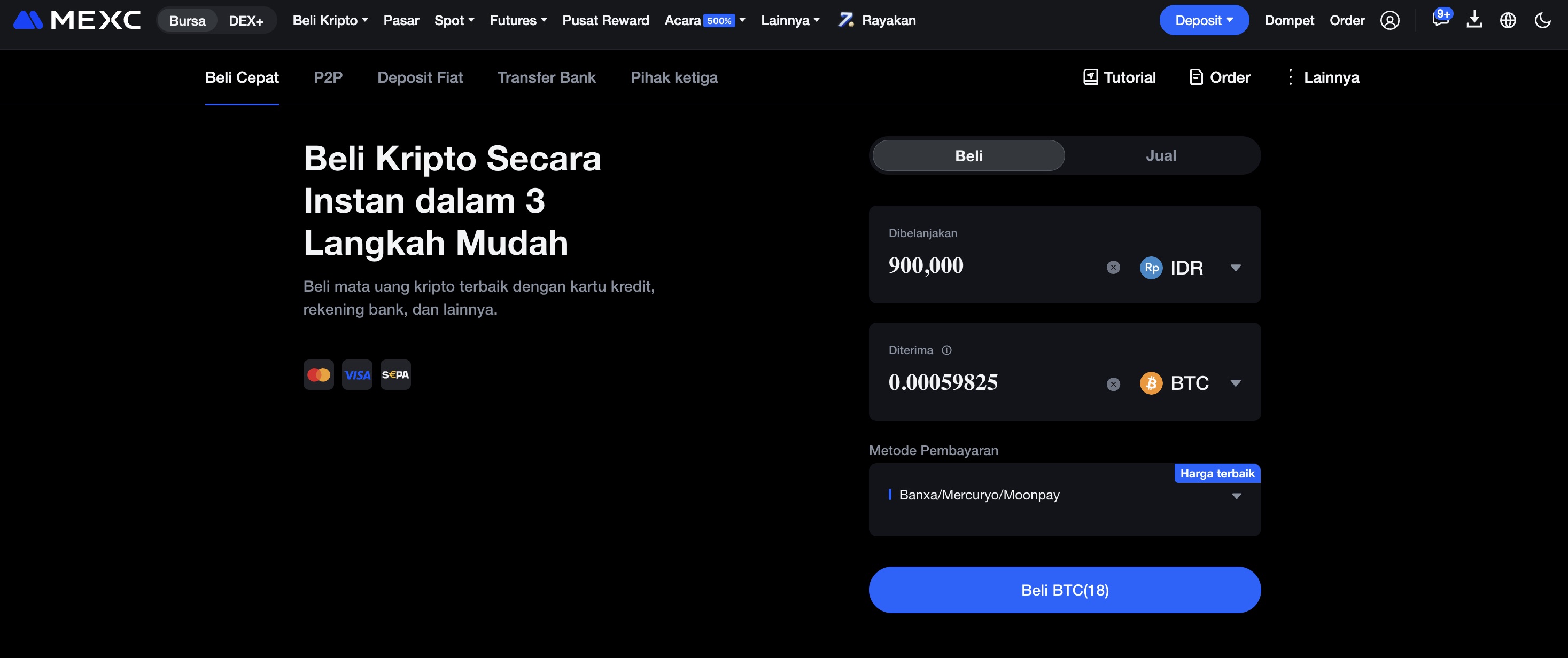 Cara membeli crypto - MEXC