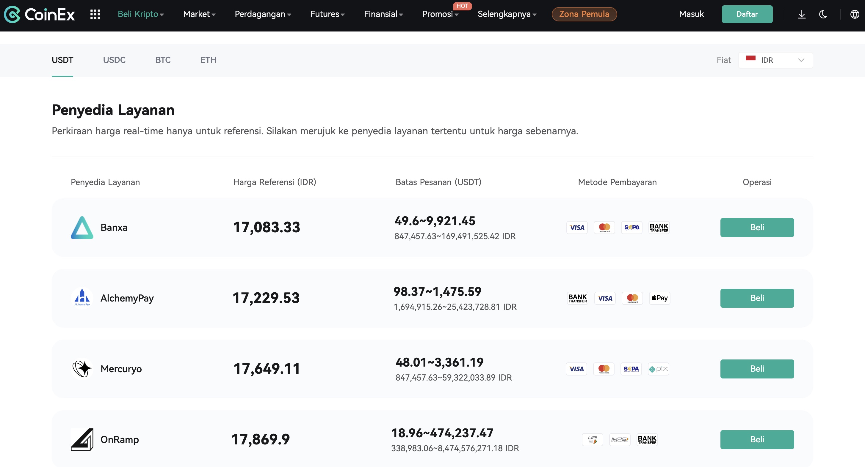 Cara membeli crypto - CoinEX