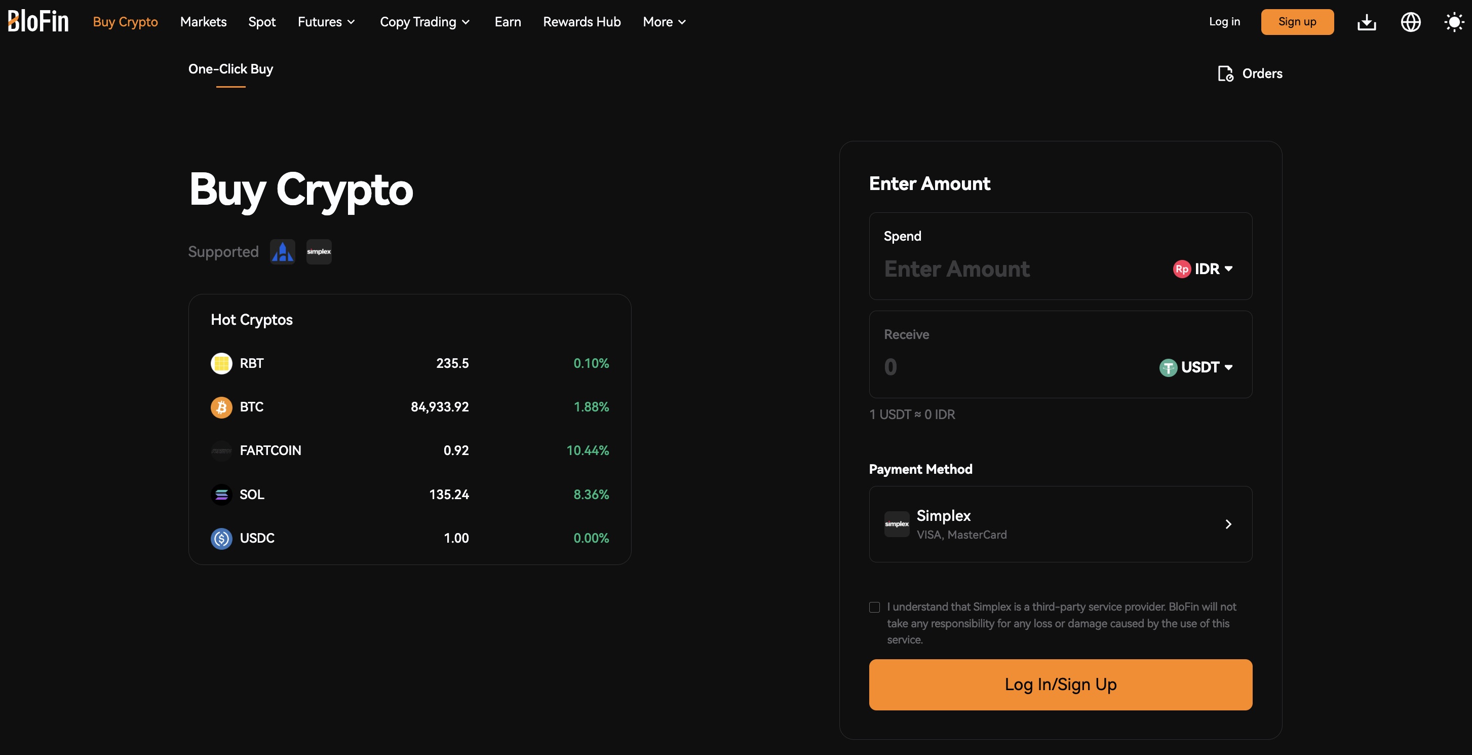 Cara membeli crypto - BloFin