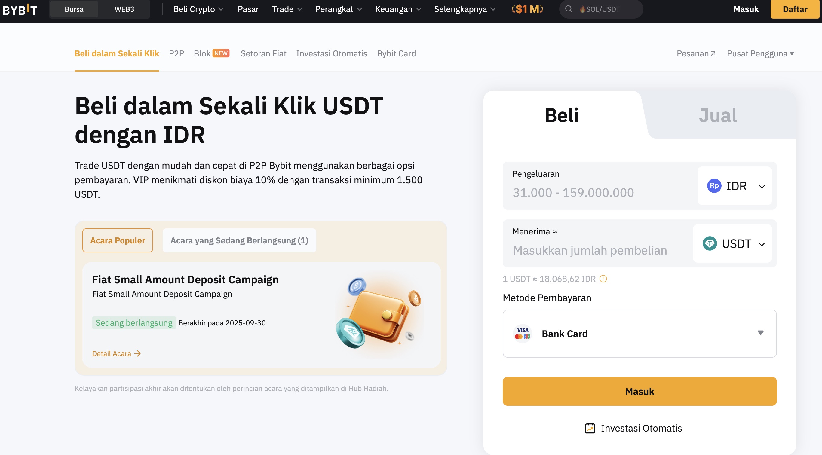 Cara membeli crypto - ByBit