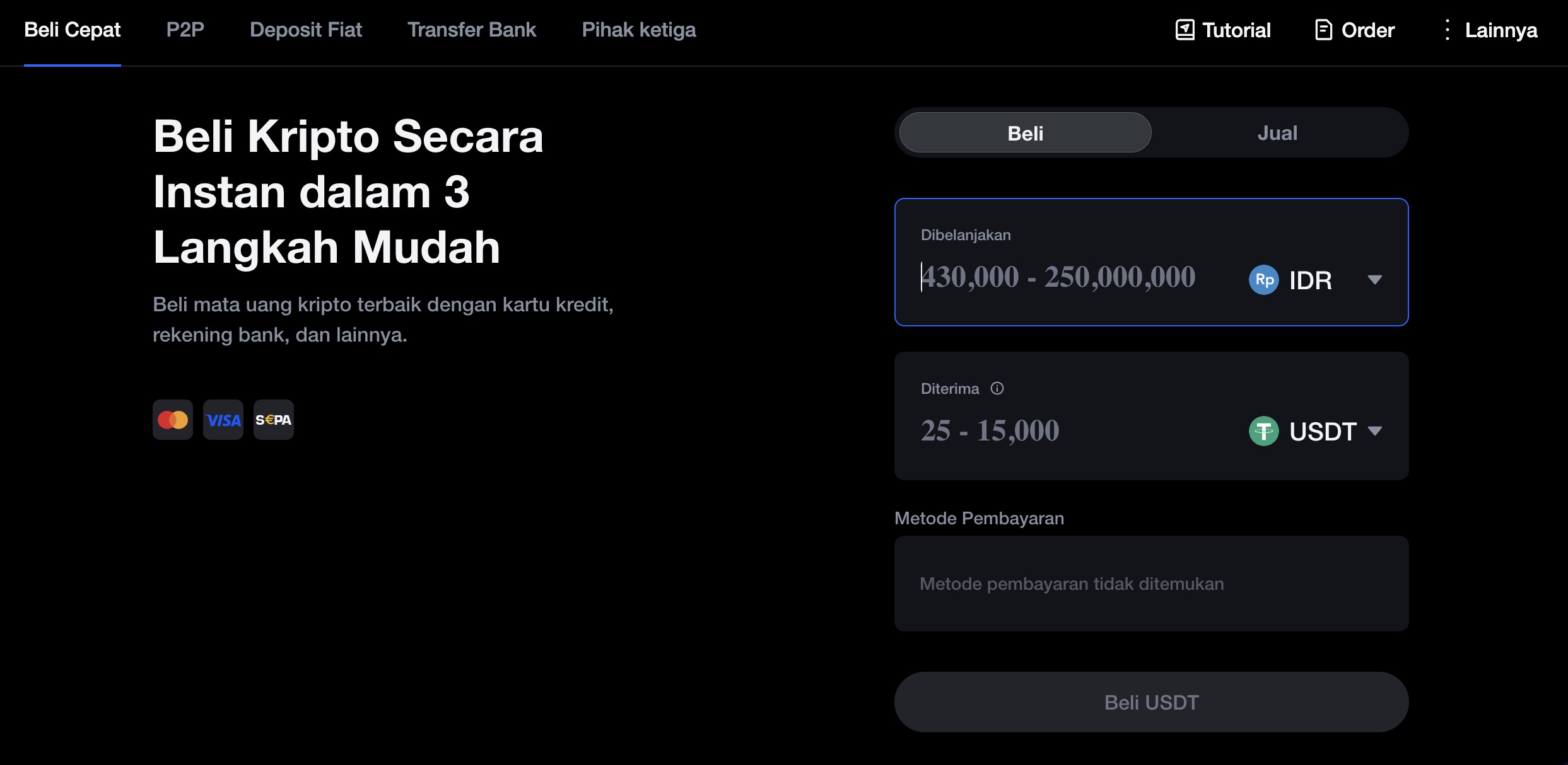 Cara membeli crypto - langkah 3