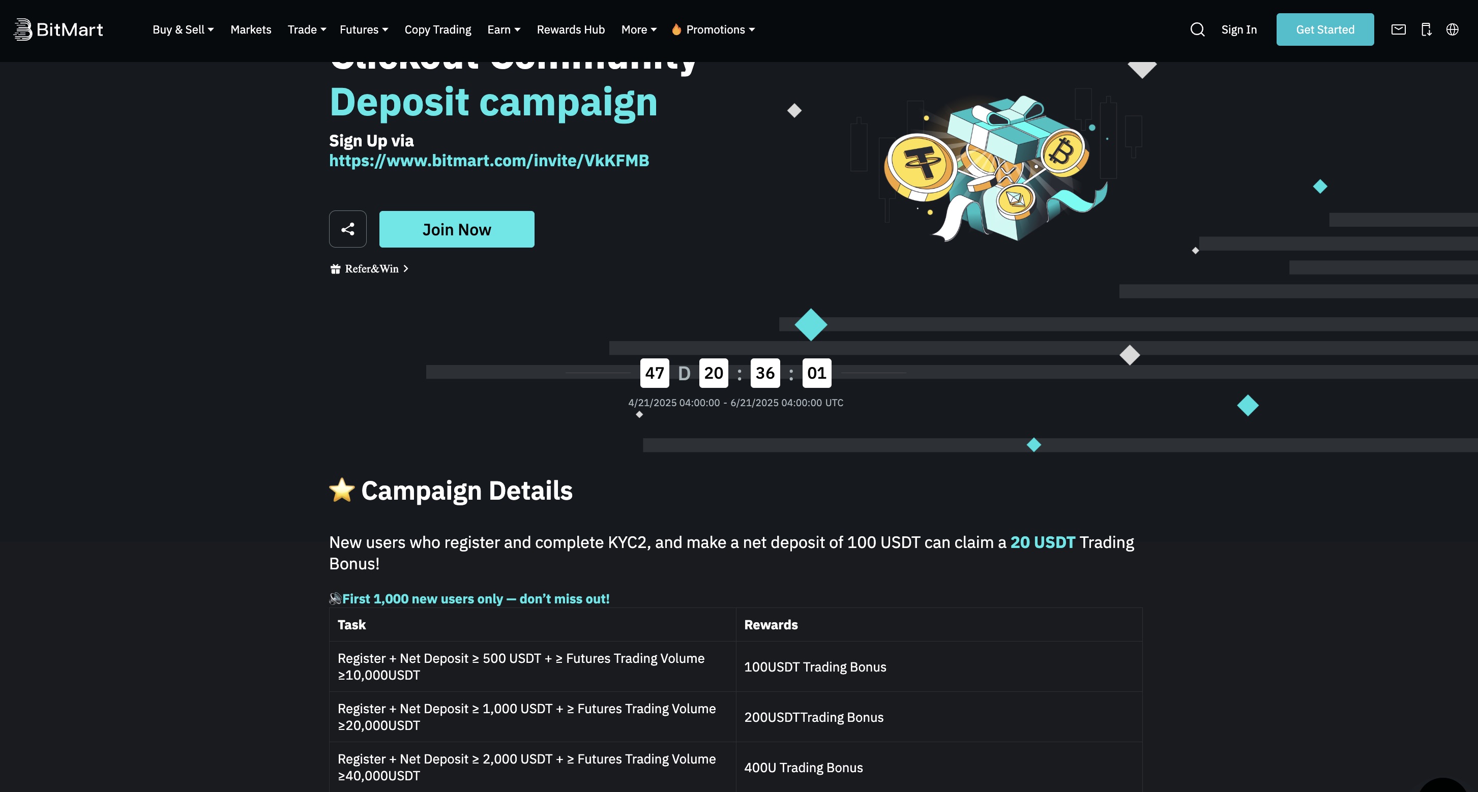 Bonus deposit crypto - BitMart