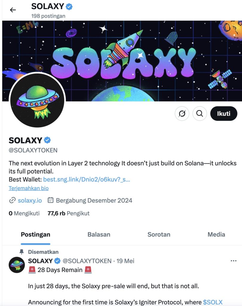 Apakah Solaxy Legit atau Scam - X