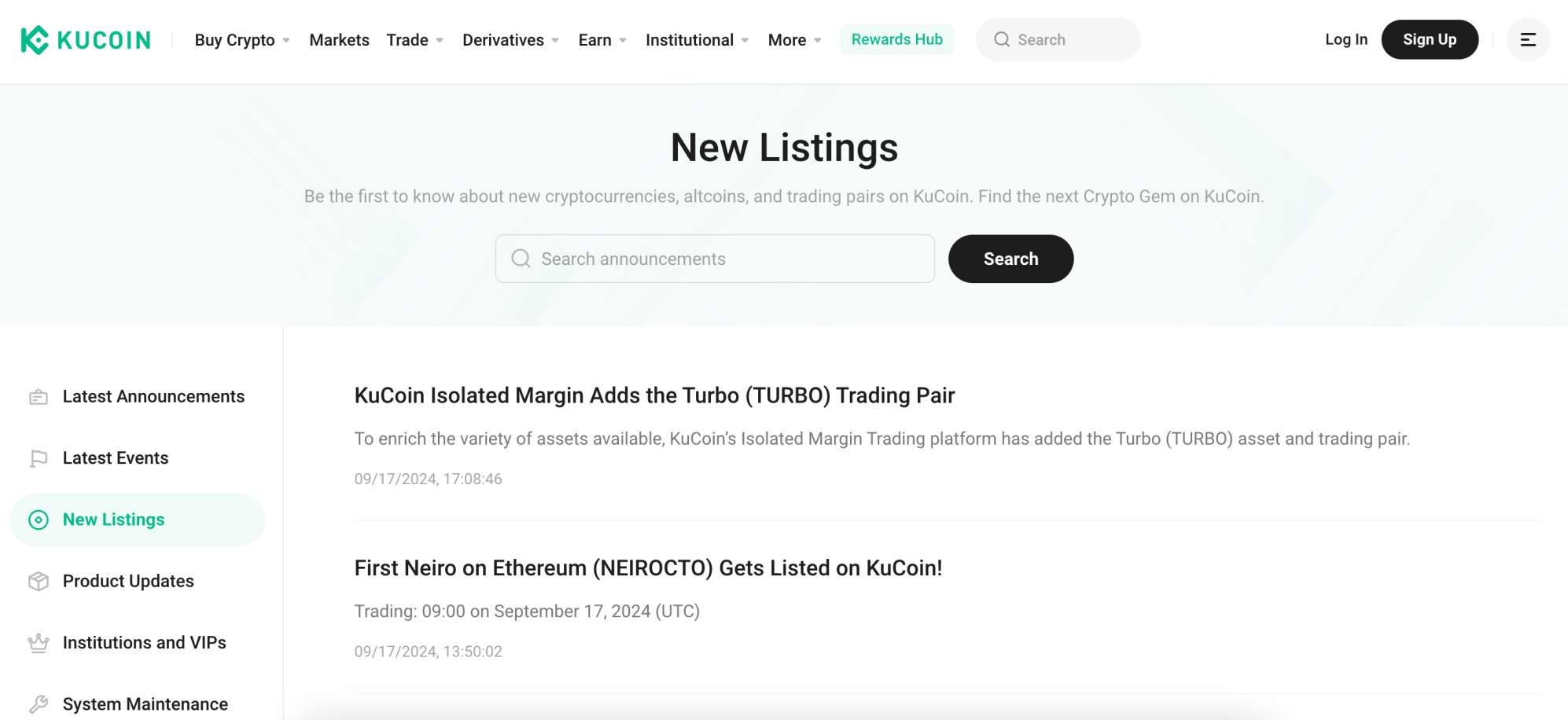 Pengumuman listing KuCoin