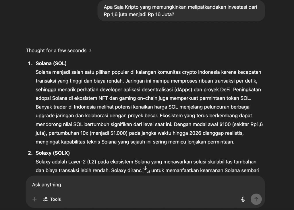 Rp1,6 Juta Jadi Rp16 Juta? Ini 2 Koin Pilihan ChatGPT untuk 2026