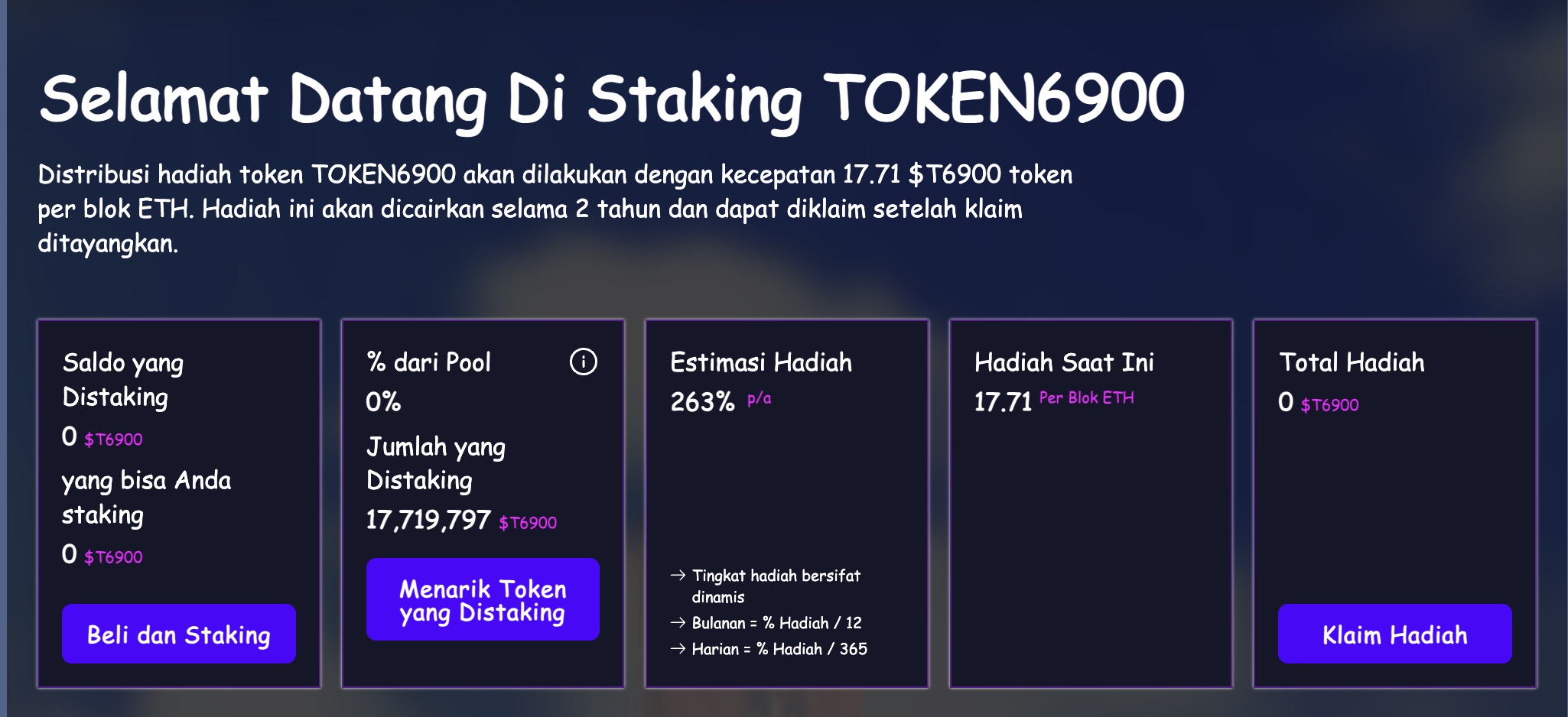Prediksi harga TOKEN6900 - staking