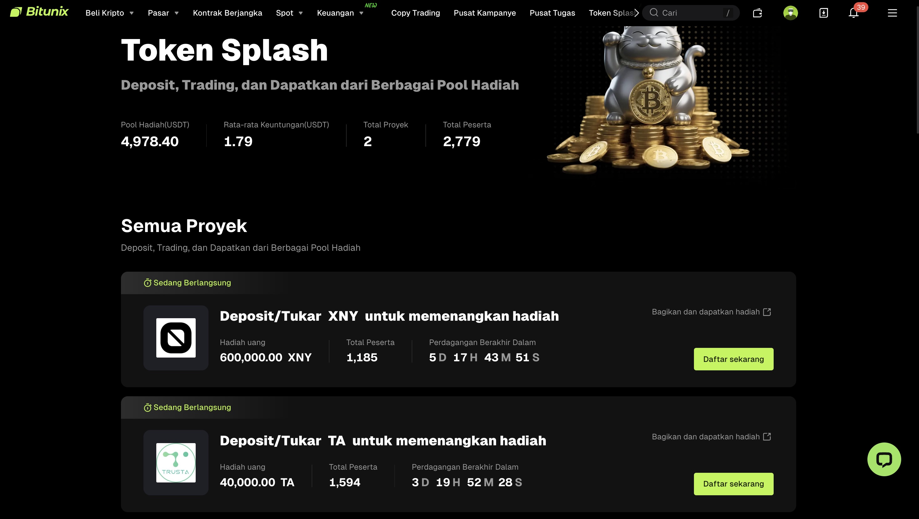 Bitunix review - token plash
