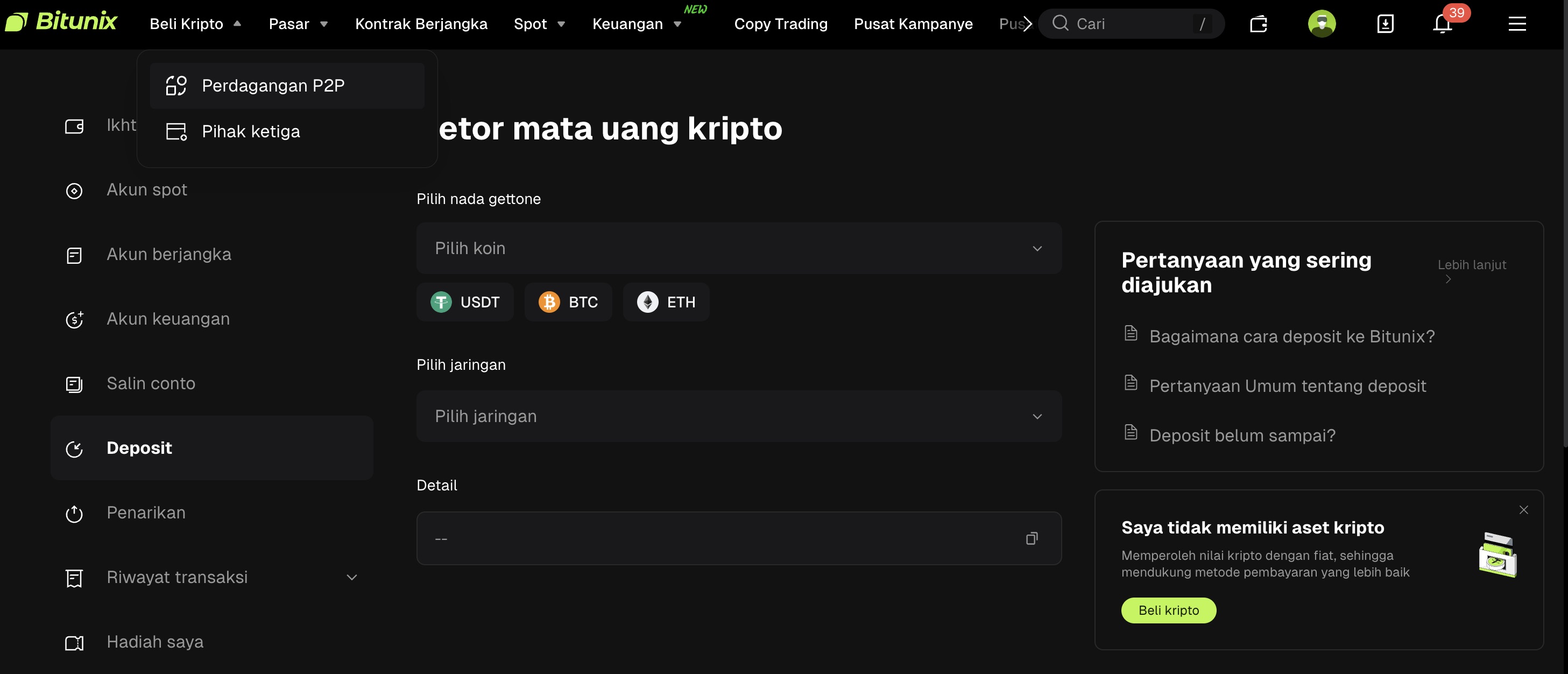 Bitunix review - metode deposit