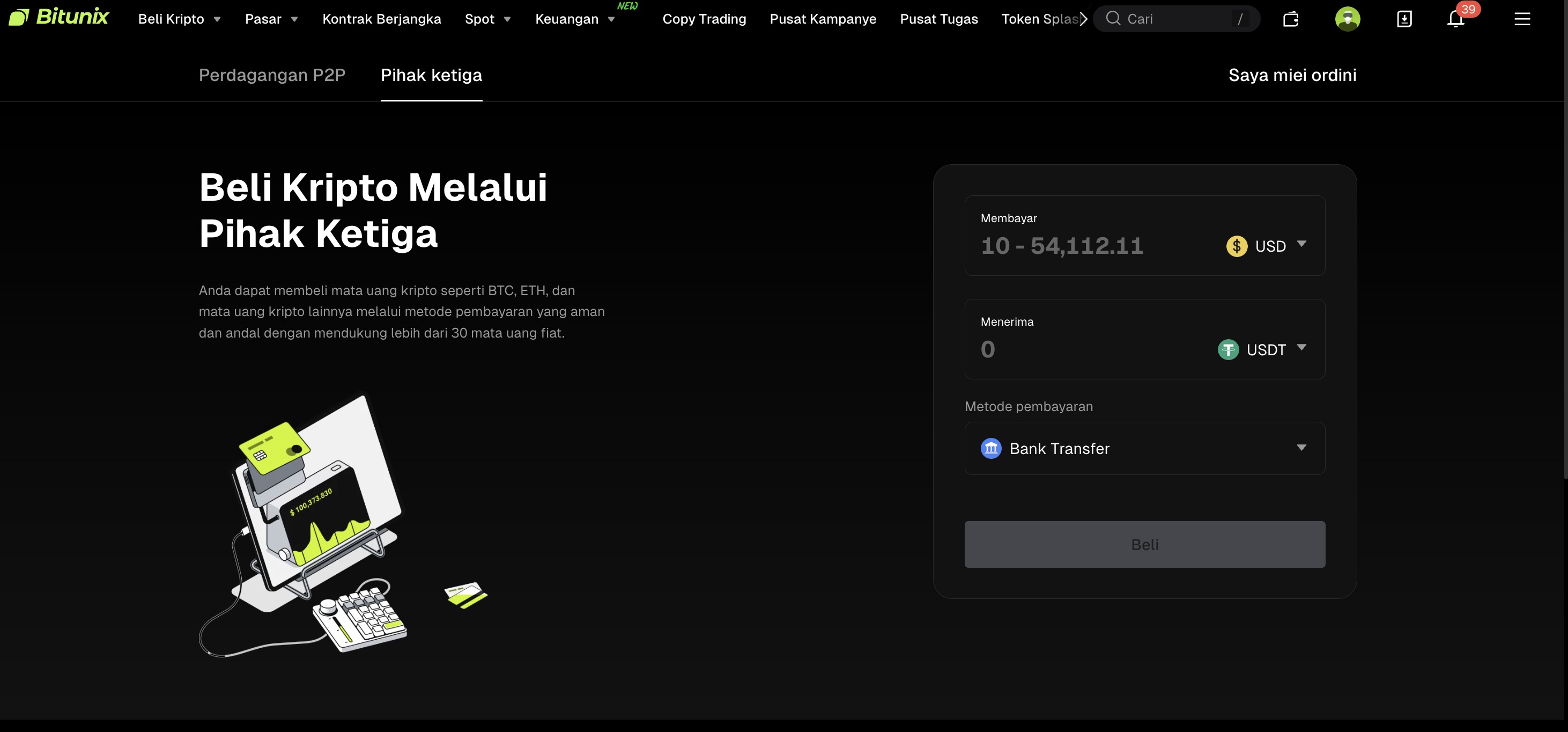 Bitunix review - deposit dana