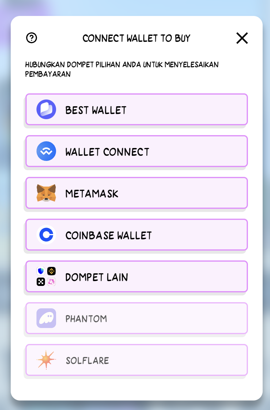 cara beli Wall Street Pepe - beli WEPE di Best Wallet