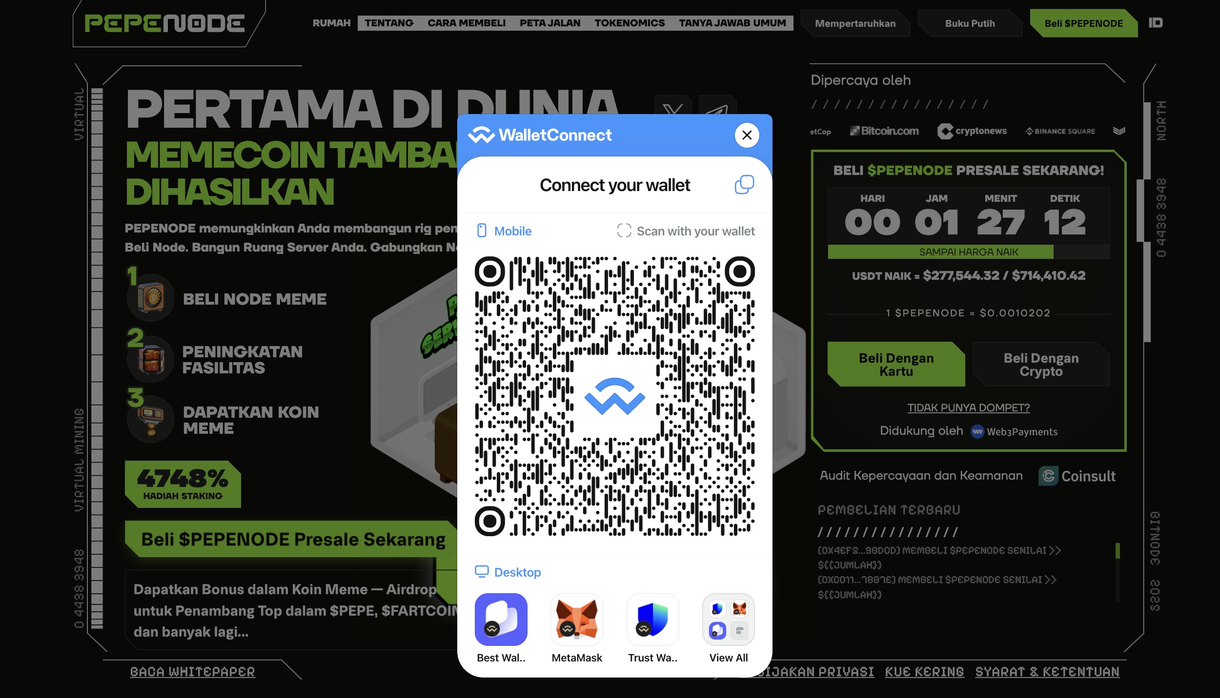 Cara beli PEPENODE - Hubungkan dompet