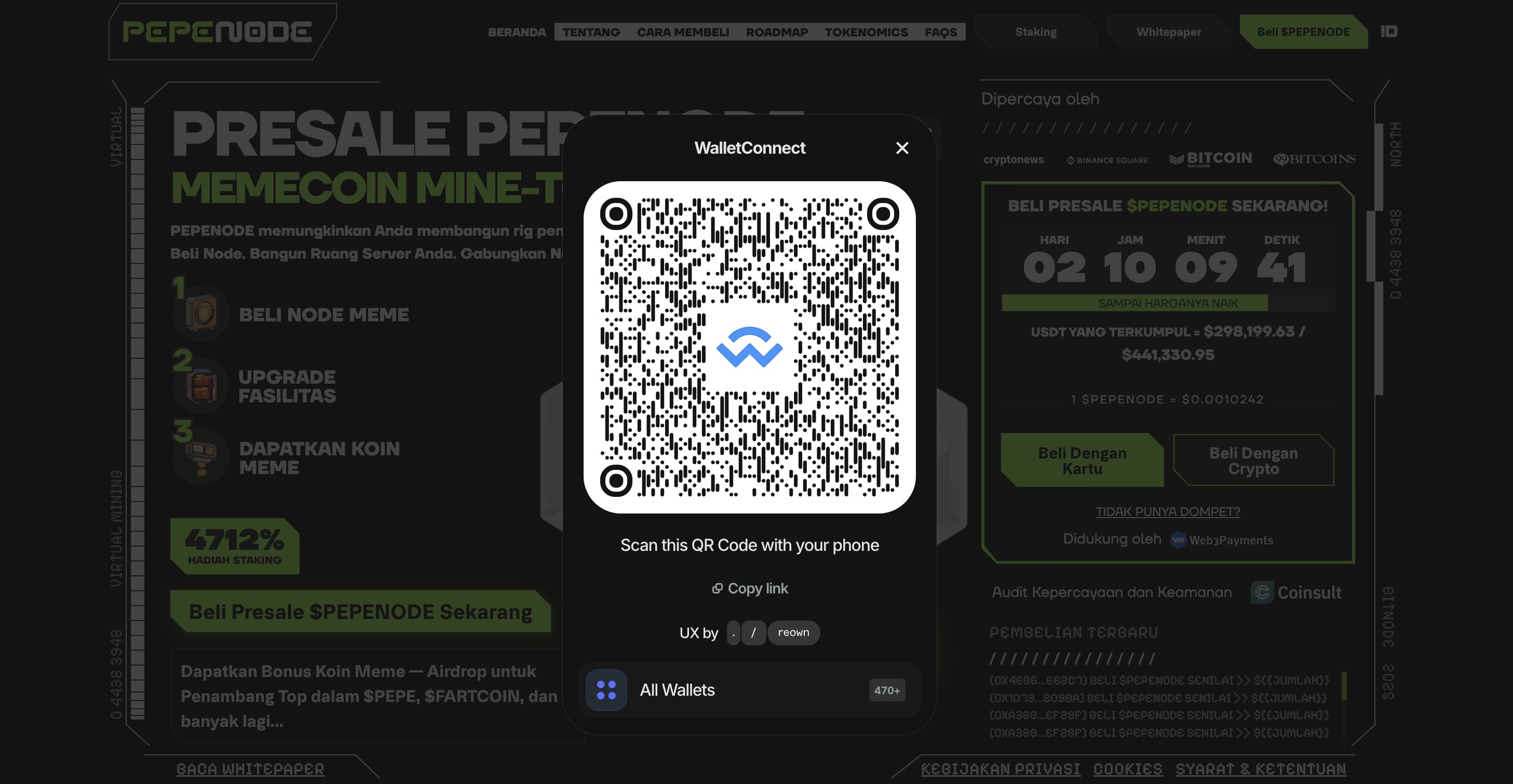 Hubungkan dompet - Prediksi harga PEPENODE