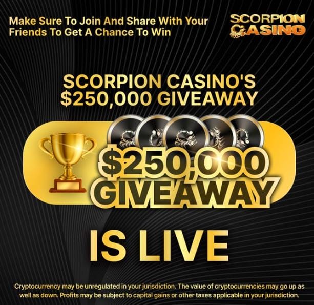 250.000 $ Scorpion Casino (SCORP) Giveaway zieht Investoren zu einem sehr erfolgreichen Vorverkauf