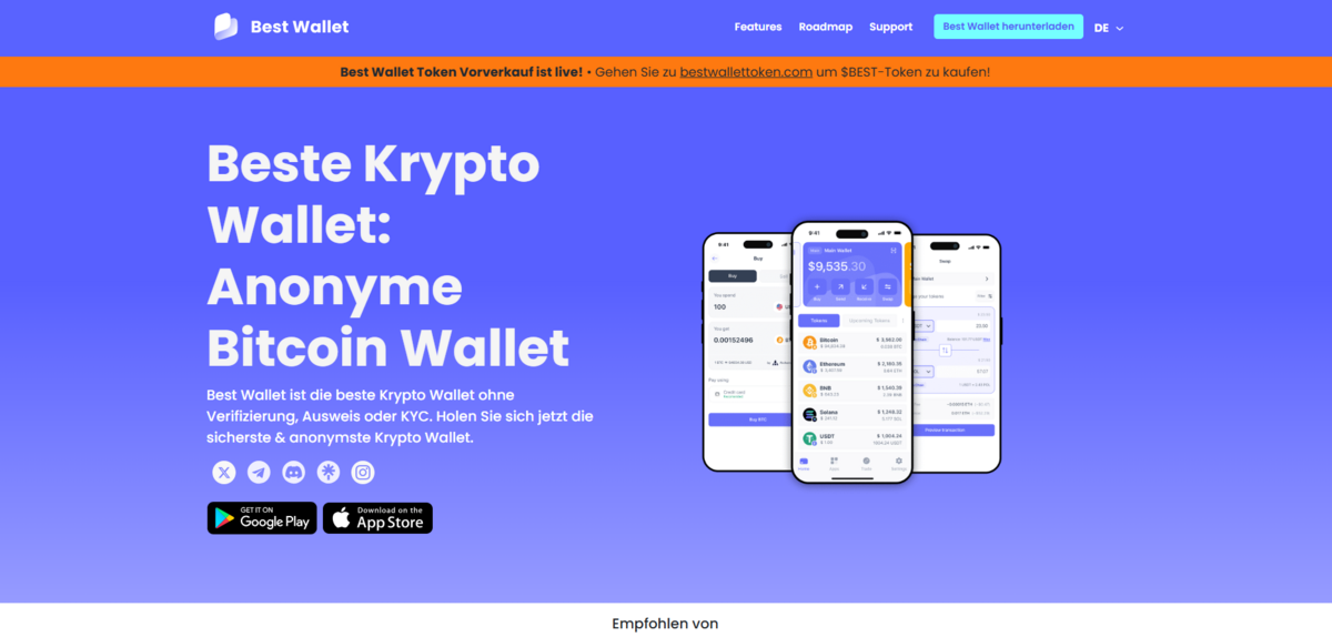 Das ist Best Wallet Homepage