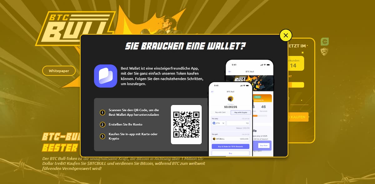 Wallet mit der $BTCBULL-Plattform verbinden