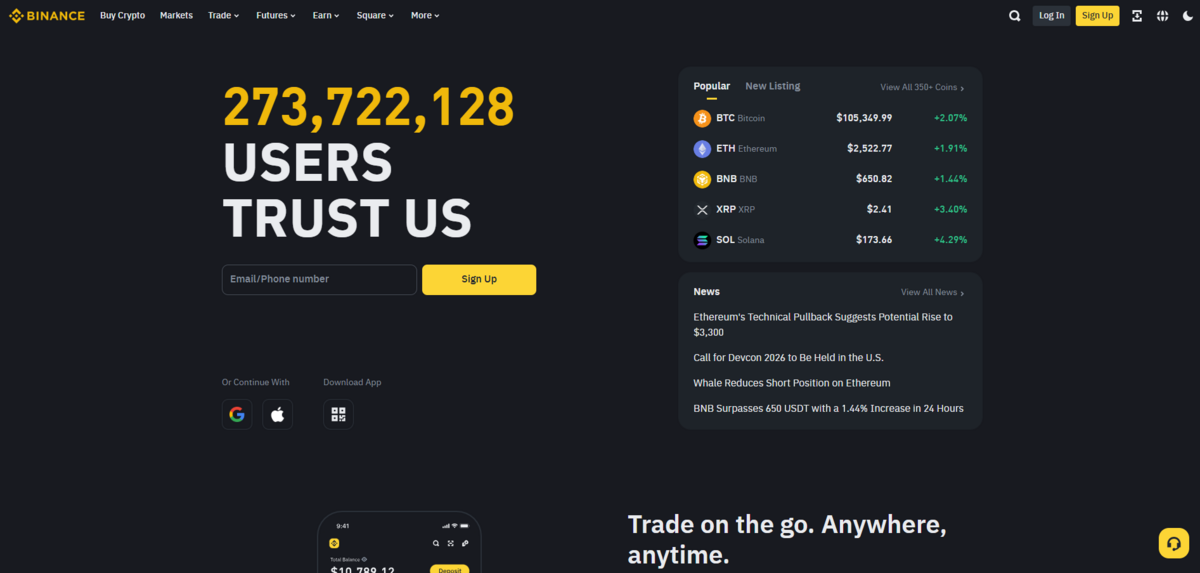 Binance Homepage
