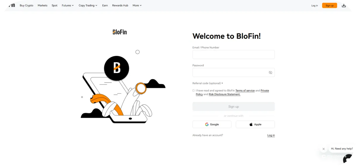 Blofin Homepage