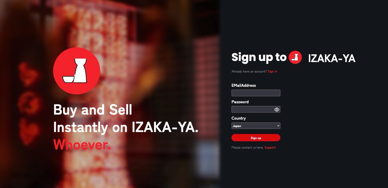 IZAKA-YA Registrierung