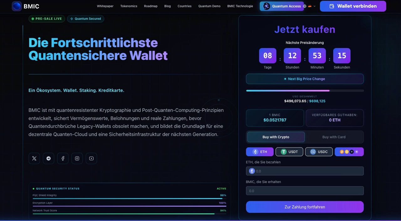 BMIC Presale Webseite