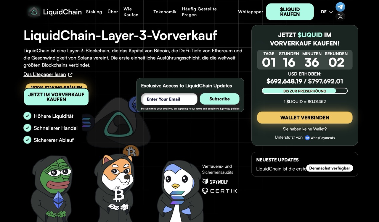 LiquidChain Presale neue Startseite