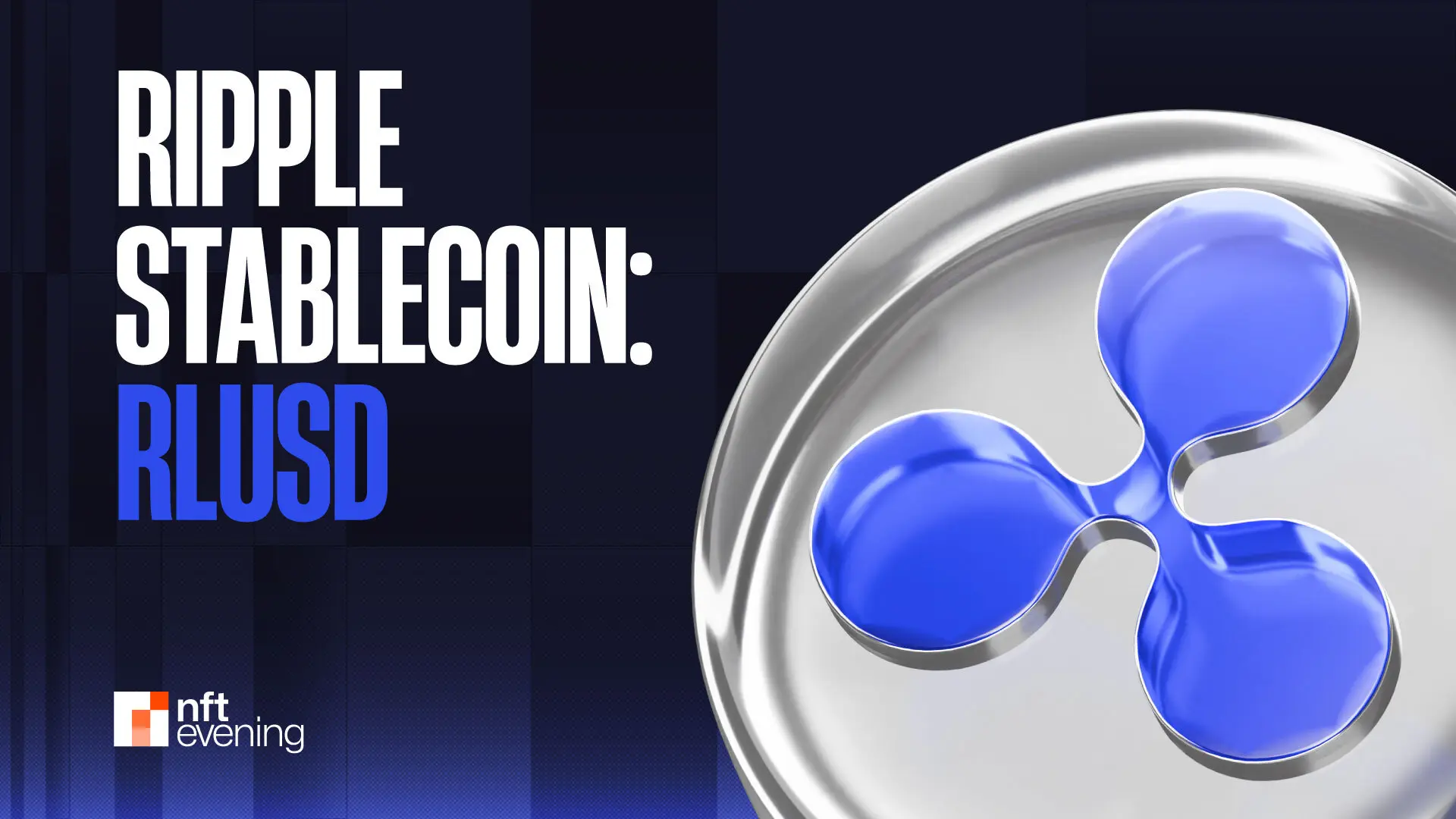 Ripple RLUSD stablecoin logo with blue and silver colors on a dark background