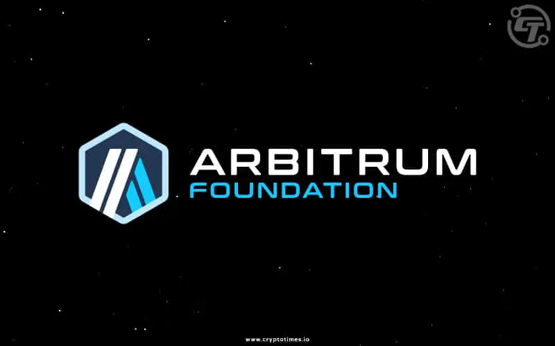 Logo of Arbitrum Foundation with a blue and black design on a starry background.