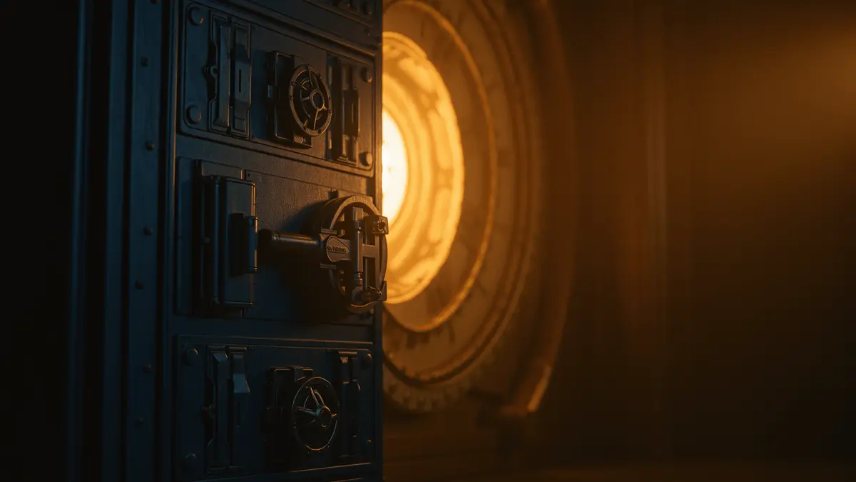 Bitcoin long-term holder accumulation vault with emerging golden light symbolizing bear market bottom