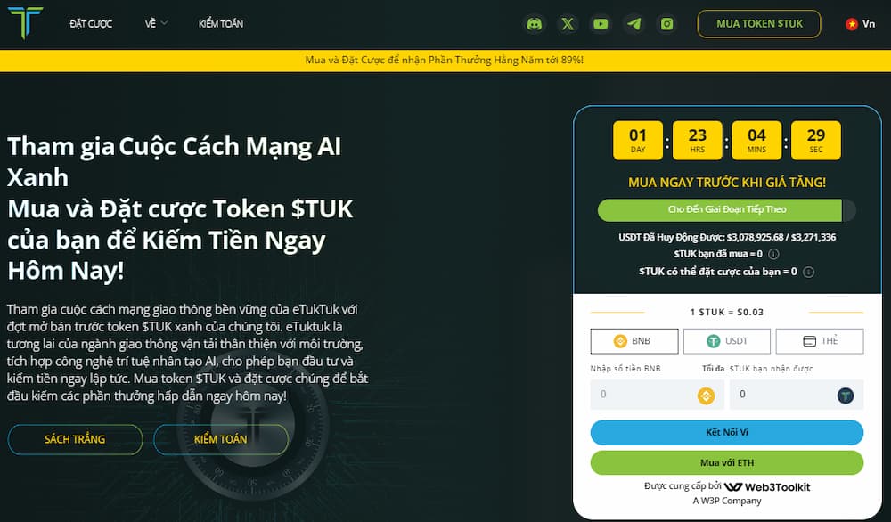eTukTuk - Đồng Coin Sắp Lên Sàn Binance
