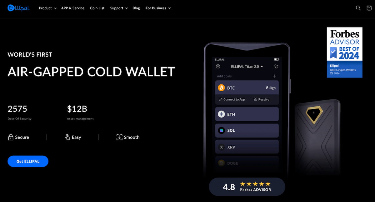 Ellipal Titan - Ví cứng Ethereum air-gapped, màn hình cảm ứng, hỗ trợ 10,000+ token