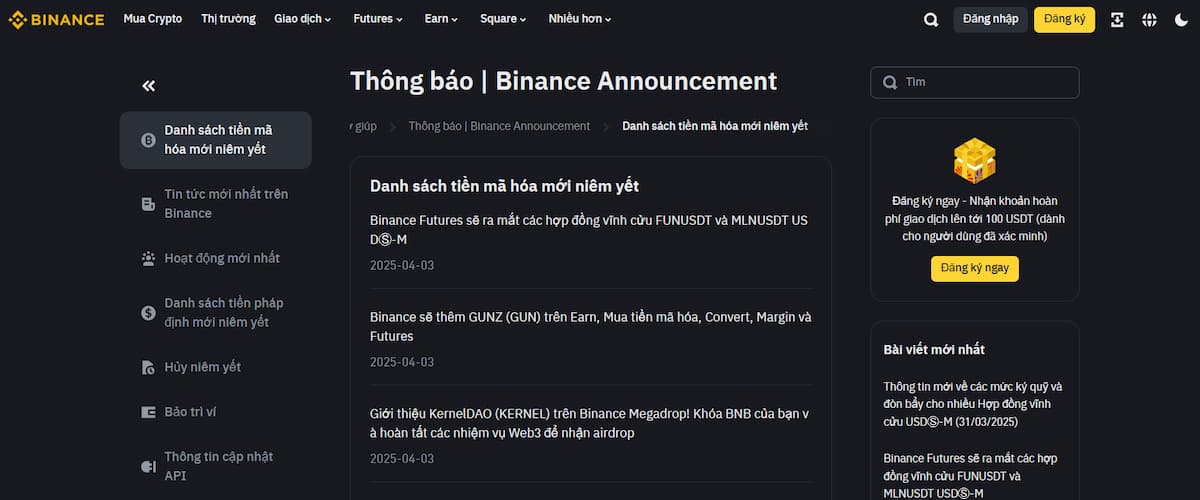 Sàn Binance có thường xuyên niêm yết các đồng coin mới không